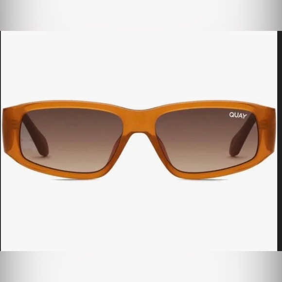 Quay No Envy‎ caramel rectangular edgy wrapped sunglasses new with acrylic case - Picture 10 of 10